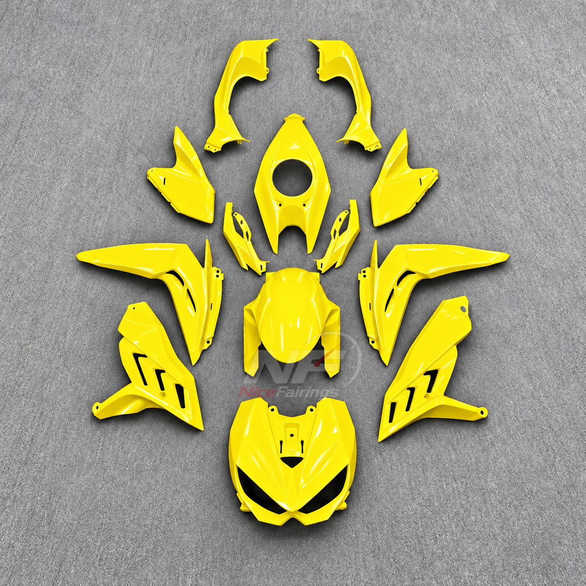 Sportbike Fairing Kit Fits 2026 KAWASAKI Z1100 - Injection-Molded ABS Plastic - Orange Blue | NiceFairings - paint design NO.4 option image
