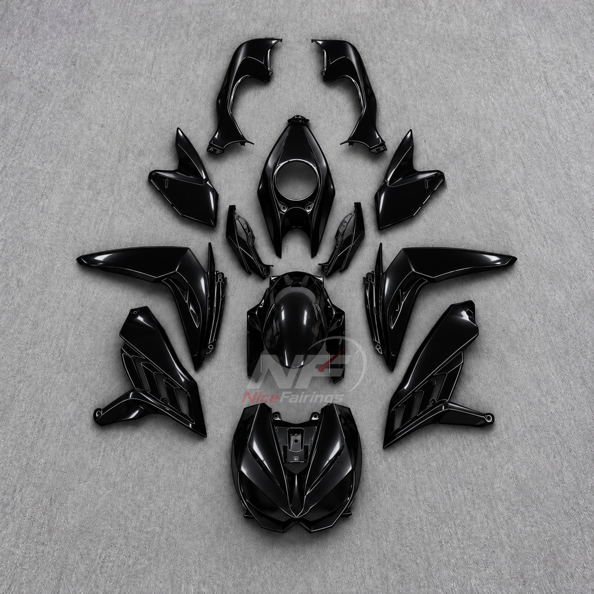 Fairings Kit Fits 2026 KAWASAKI Z1100 - Injection-Molded ABS Plastic - Ivory Black | NiceFairings - paint design NO.2 option image