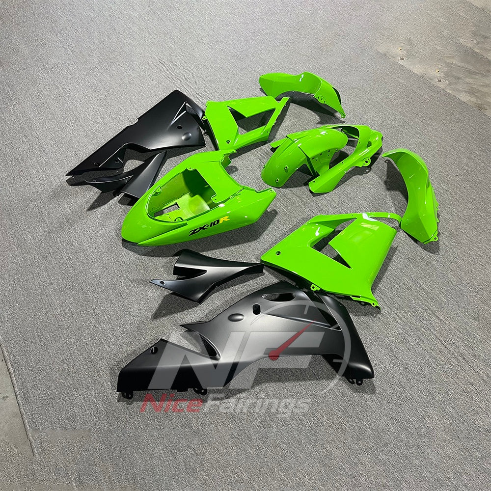 Sportbike Fairing Kit Fits 2004-2005 KAWASAKI ZX10R - ABS Bodywork - Green | NiceFairings - side angle image