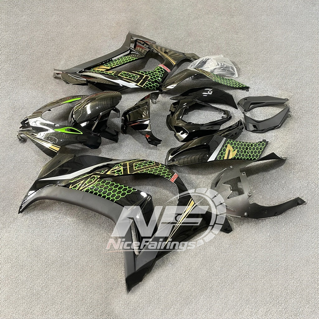 For Kawasaki ZX10R 2016-2020 Bodywork Carbon Fiber Custom Painted UV Protective Glos Fairings Kit | NiceFairings - front angle image