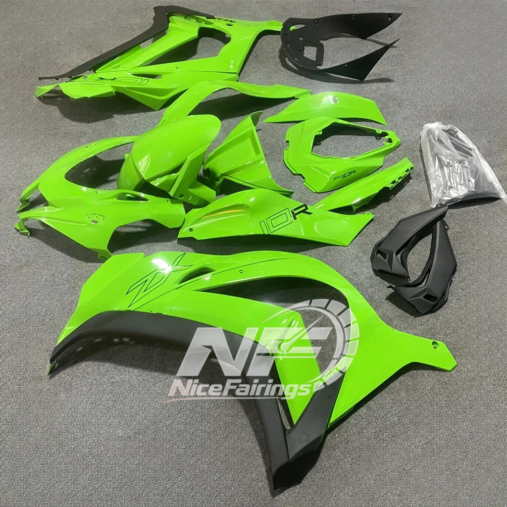 For Kawasaki ZX10R 2016-2020 2020 Aftermarket Carbon Fiber Look Custom Color Set Eas Fairings Kit | NiceFairings - front angle image