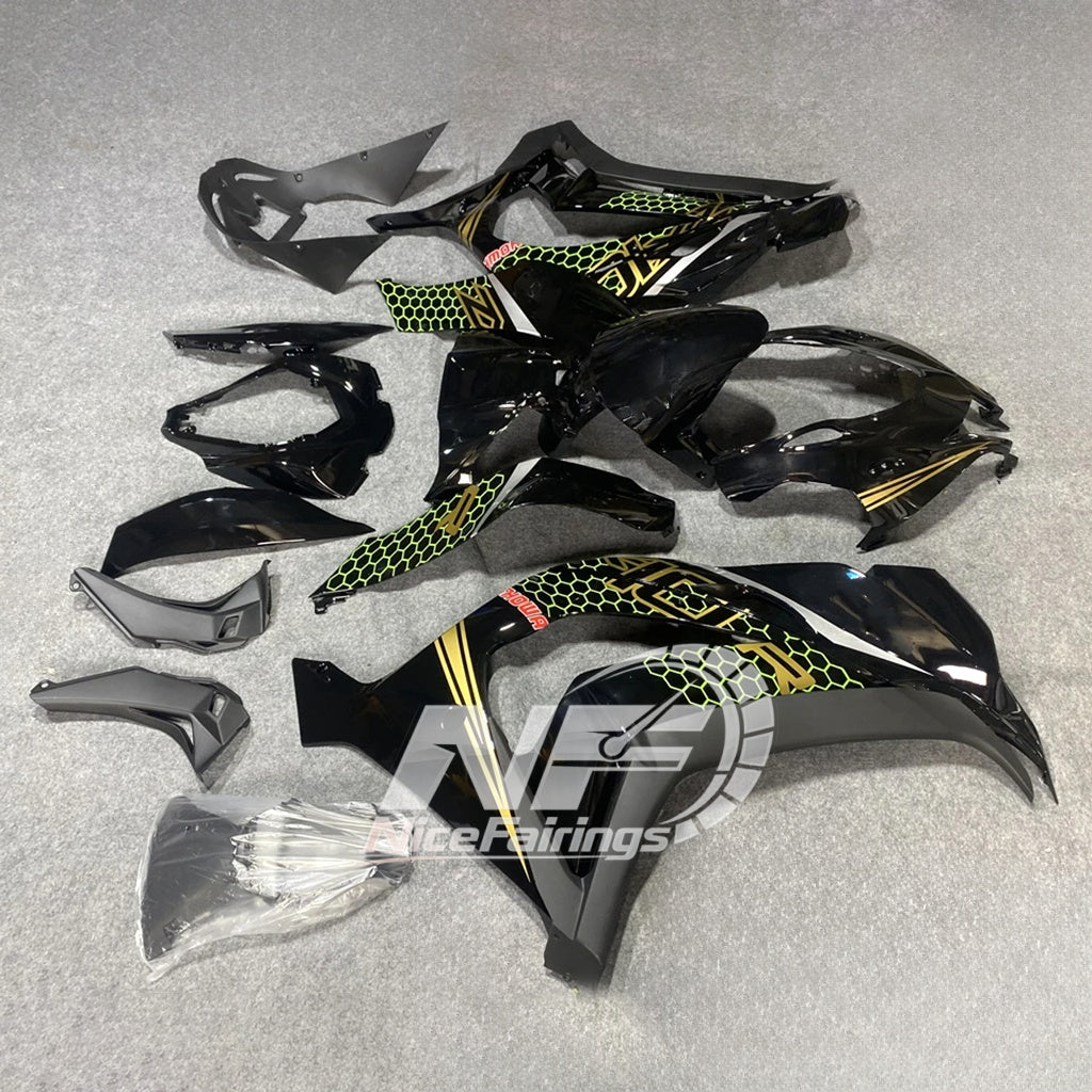 For Kawasaki ZX10R 2016-2020 Aftermarket Carbon Fiber Hydro Dipped Custom Color Pain Fairings Kit | NiceFairings - side angle image