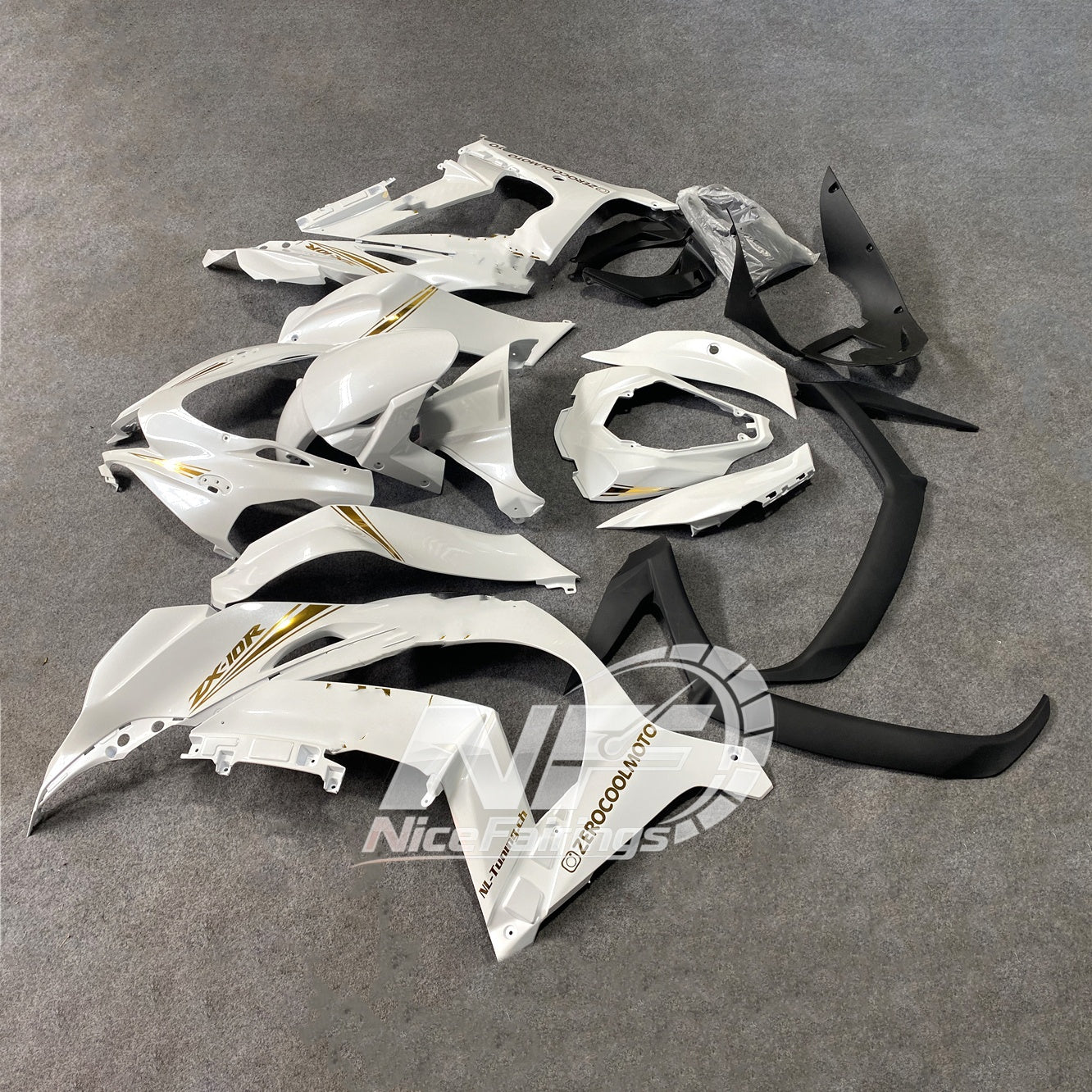 For Kawasaki ZX10R 2016-2020 Aftermarket Carbon Fiber Finish Set Custom Painted Cust Fairings Kit | NiceFairings - front angle image