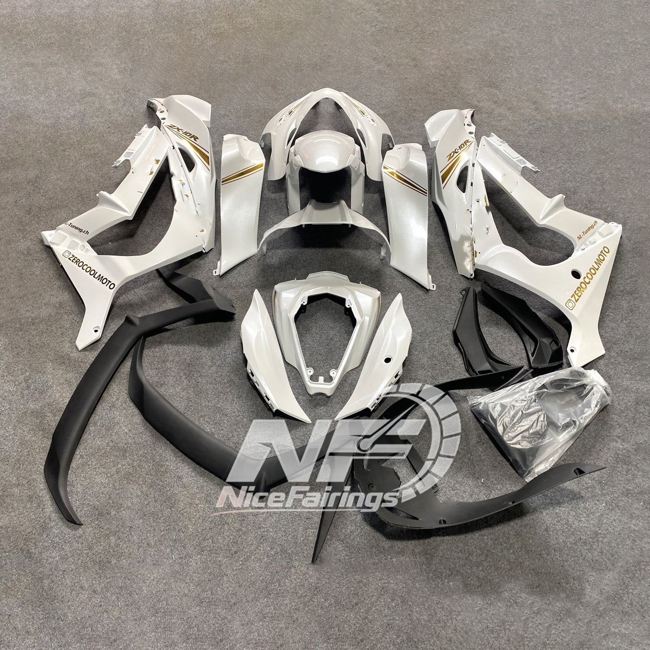 For Kawasaki ZX10R 2016-2020 Aftermarket Carbon Fiber Finish Set Custom Painted Cust Fairings Kit | NiceFairings - rear angle image