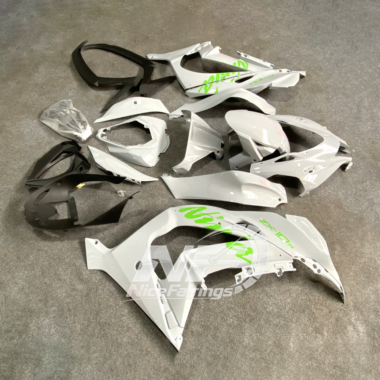 For Kawasaki ZX10R 2016-2020 Carbon Fiber Replacement Custom Color Painted Matte Bla Fairings Kit | NiceFairings - side angle image