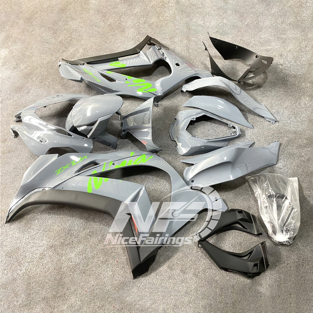 For Kawasaki ZX10R 2016-2020 ( 2020) Carbon Fiber Hydrographic Custom Painted Body 1 Fairings Kit | NiceFairings - front angle image