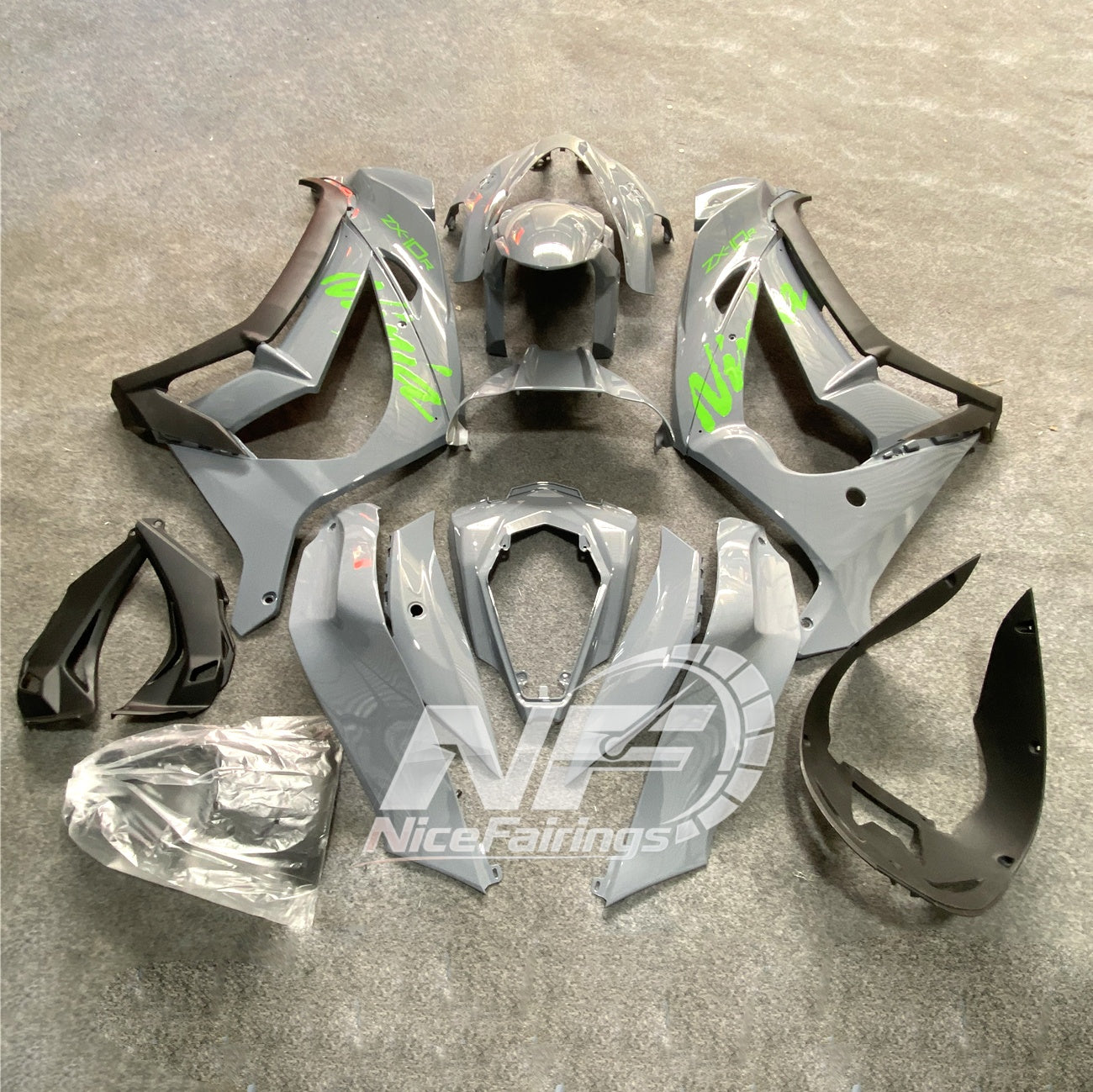 For Kawasaki ZX10R 2016-2020 ( 2020) Carbon Fiber Hydrographic Custom Painted Body 1 Fairings Kit | NiceFairings - rear angle image
