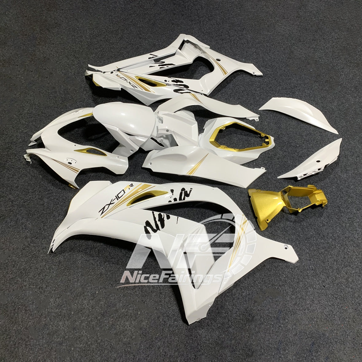 For Kawasaki ZX10R 2016-2020 2020 Carbon Fiber Race Street Use Custom Color Painted Fairings Kit | NiceFairings - front angle image