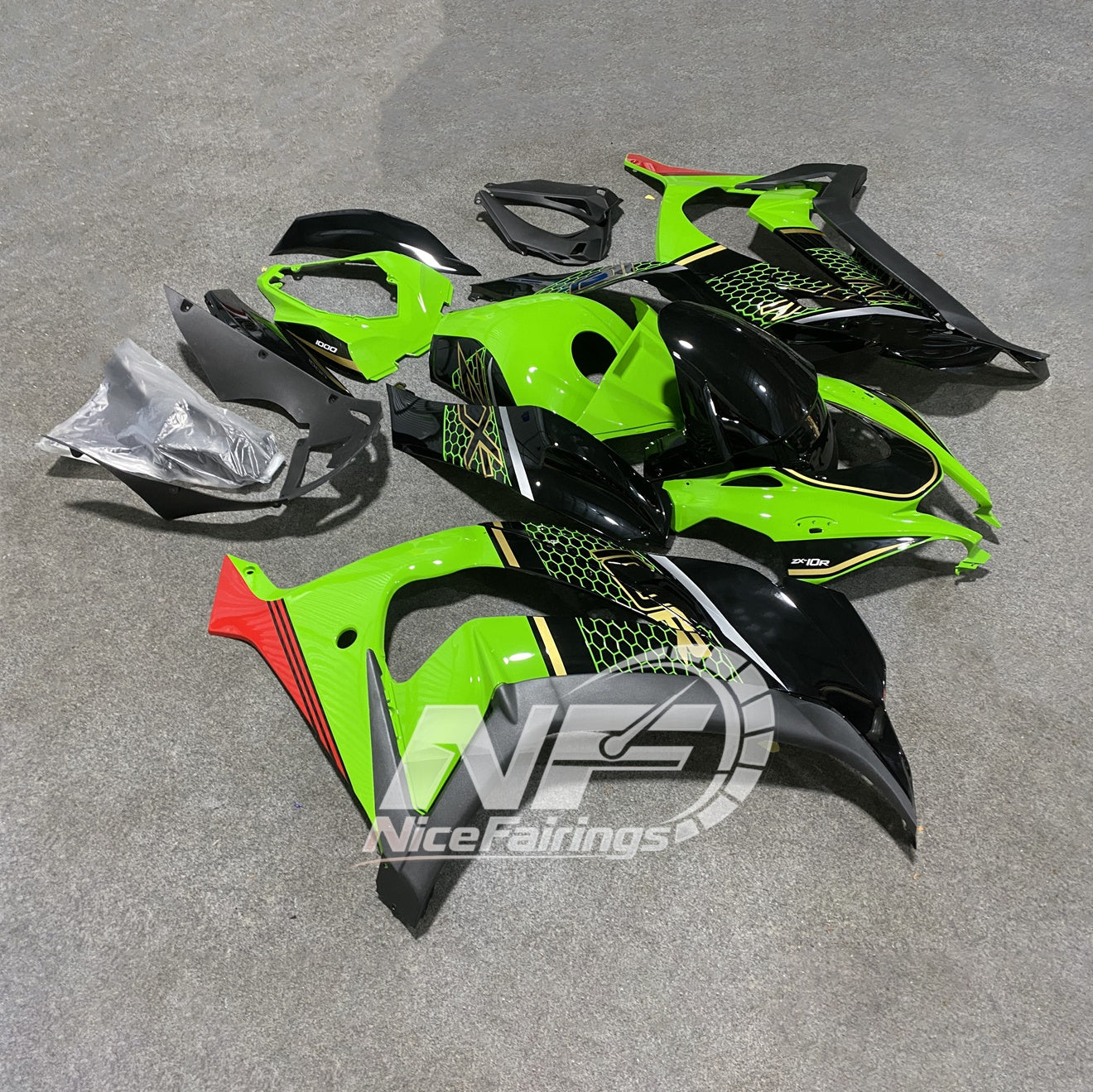 For KAWASAKI ZX10R 2016-2020 Design 01 Fairings Kit | NiceFairings - front angle image