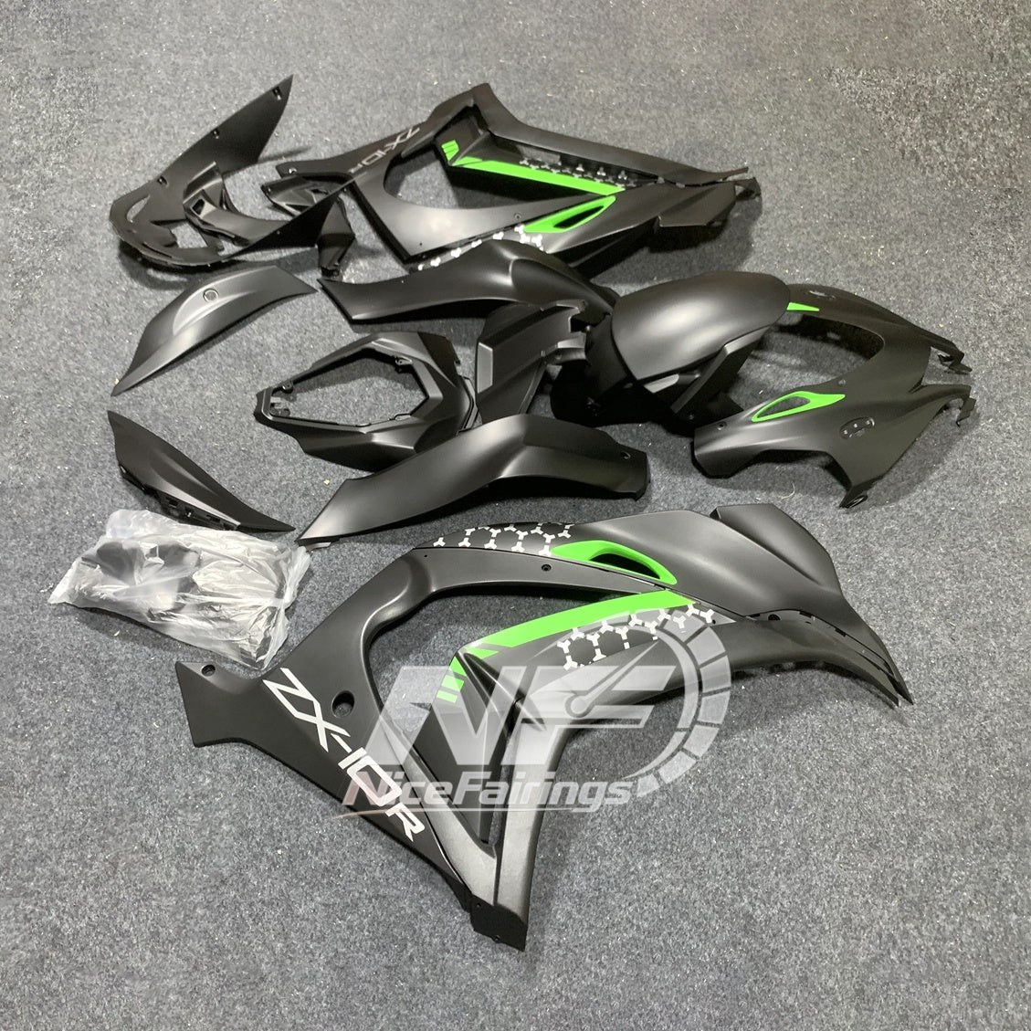 For Kawasaki ZX10R 2016-2020 ( ) Aftermarket Carbon Fiber Pattern Custom Color Paint Fairings Kit | NiceFairings - side angle image