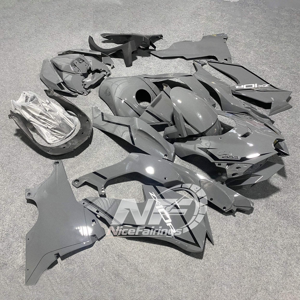 For Kawasaki ZX10R 2021-2026 Models 100% Fit Custom Painted Set Fairings Kit | NiceFairings - side angle image