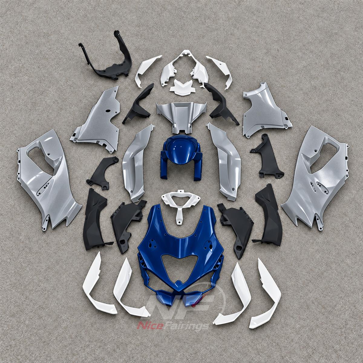 Injection-Molded Fairing Kit Fits 2026-2027 KAWASAKI ZX10R - ABS Plastic Bodywork - White Black | NiceFairings - paint design NO.4 option image