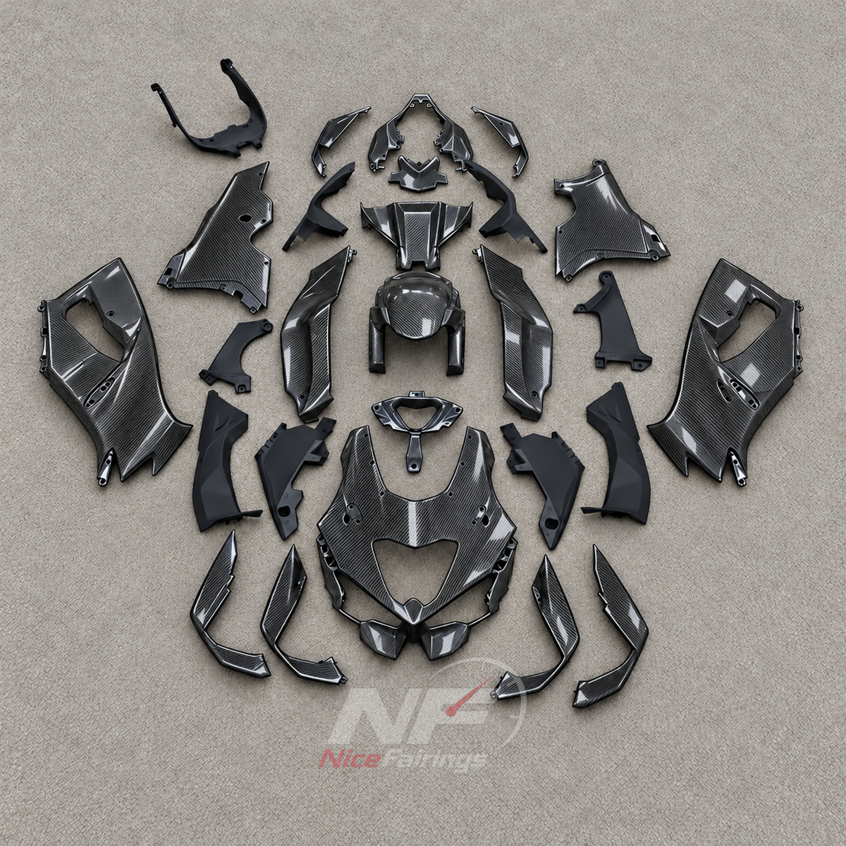Sportbike Fairing Kit Fits 2026-2027 KAWASAKI ZX10R - ABS Plastic Fairings - Black Carbon Fiber Look | NiceFairings - main product image