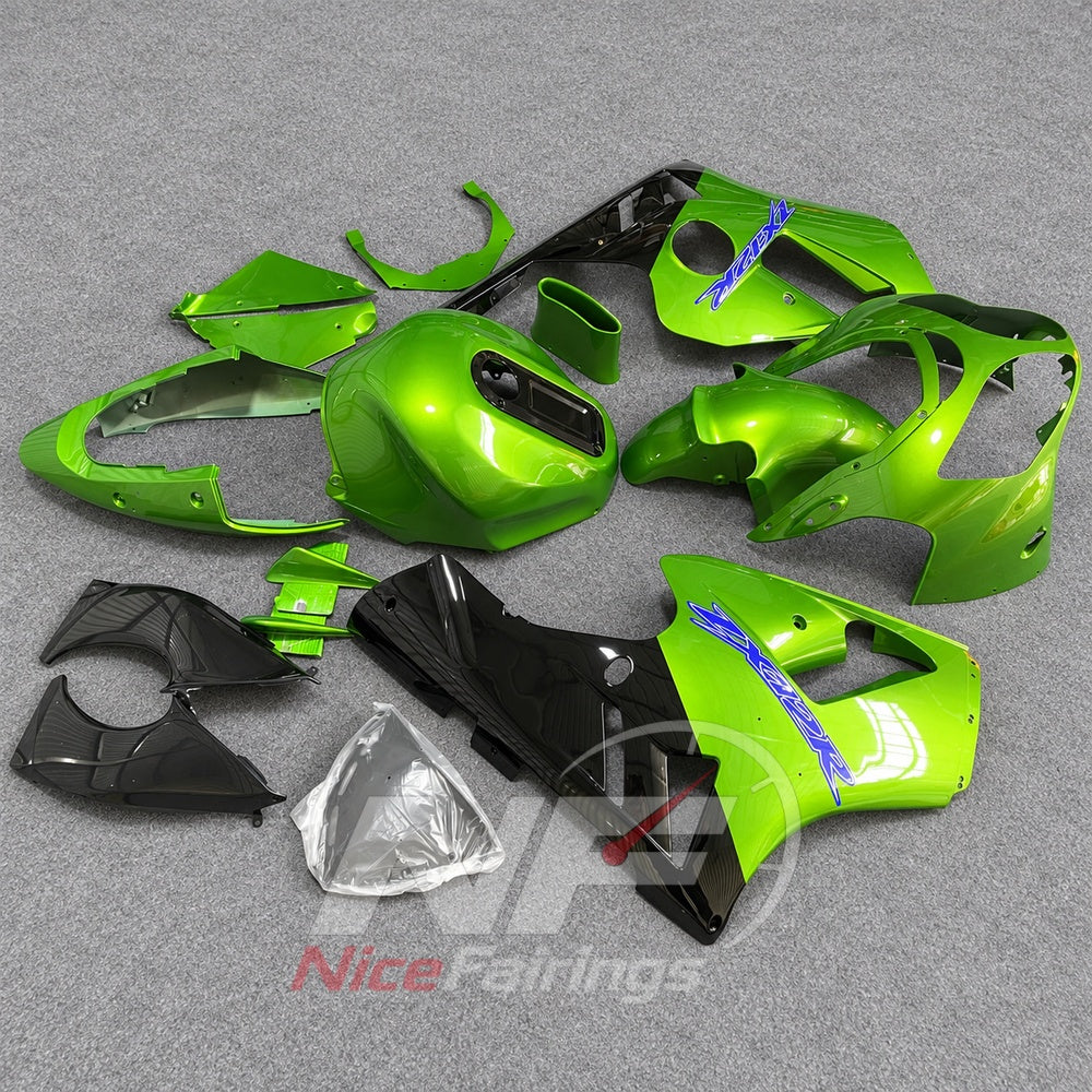 Motorcycle Fairing Kit Fits 2000-2001 KAWASAKI Ninja ZX-12R - ABS Plastic Bodywork - Lime Green Black | NiceFairings - main product image