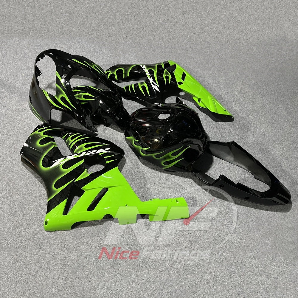 Aftermarket Fairing Kit Fits 2000-2001 KAWASAKI Ninja ZX-12R - ABS Plastic Bodywork - Green Black | NiceFairings - side angle image