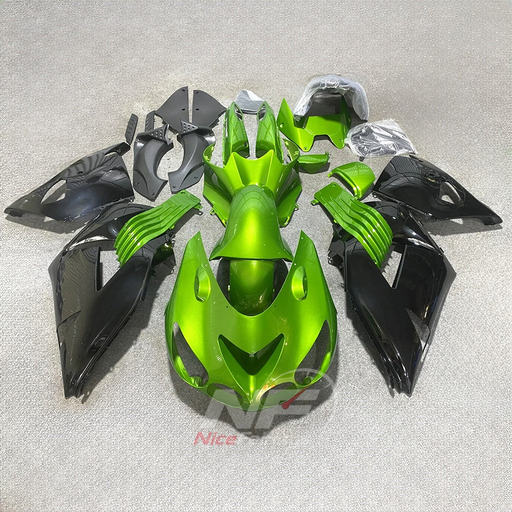 ABS Plastic Fairing Kit Fits 2006-2011 KAWASAKI Ninja ZX-14 / ZZR1400 - Bright Orange Black Bodywork | NiceFairings - paint design NO.7 option image