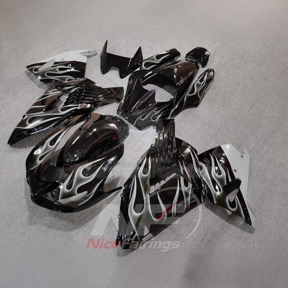 Aftermarket Fairing Kit Fits 2006-2011 KAWASAKI Ninja ZX-14 / ZZR1400 - ABS Plastic Bodywork - Green Black | NiceFairings - side angle image