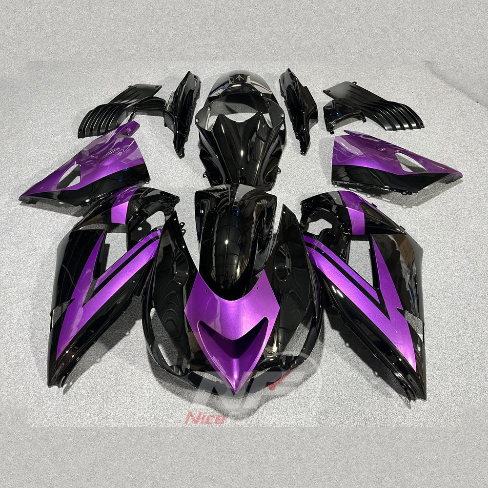 Aftermarket Fairing Kit Fits 2006-2011 KAWASAKI Ninja ZX-14 / ZZR1400 - ABS Plastic Bodywork - Green Black | NiceFairings - paint design NO.5 option image