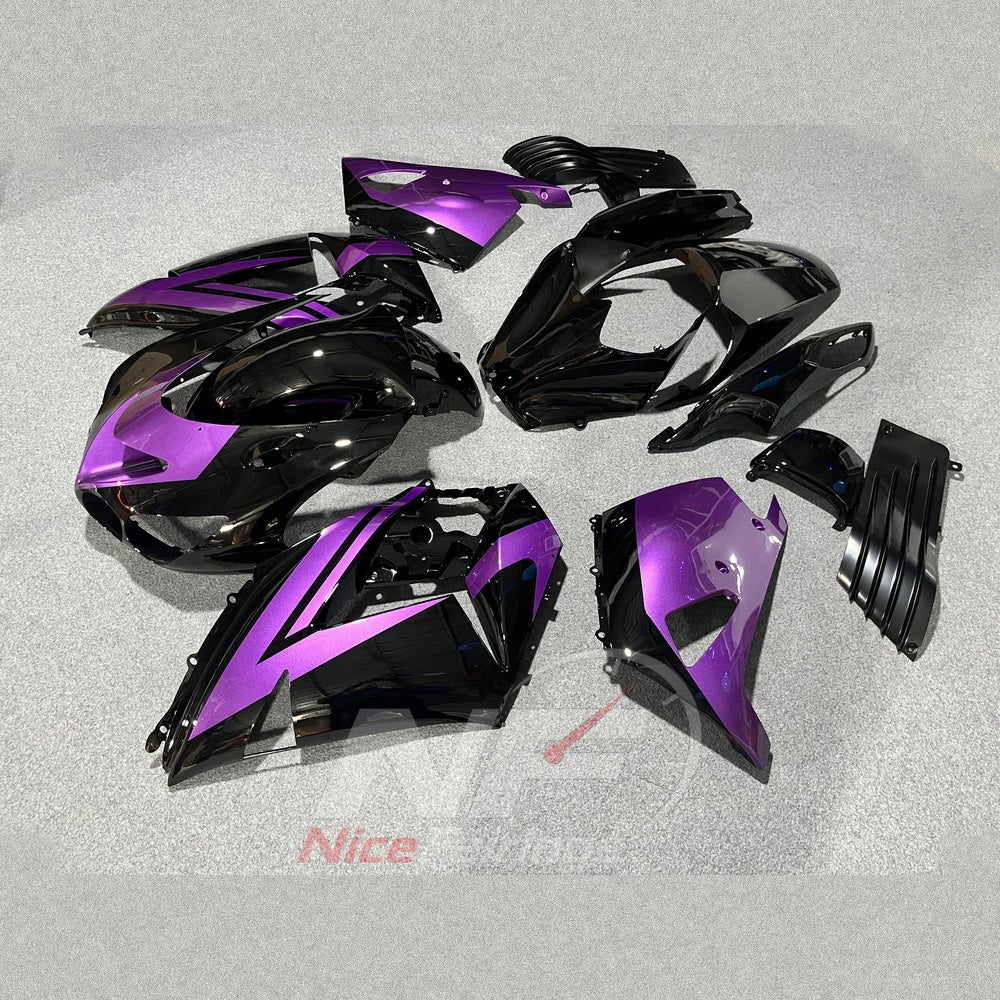Replacement Fairings Fit 2006-2011 KAWASAKI Ninja ZX-14 / ZZR1400 - ABS Plastic Bodywork - Violet Black | NiceFairings - front angle image