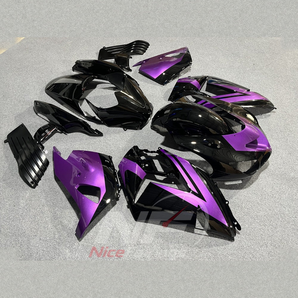 Replacement Fairings Fit 2006-2011 KAWASAKI Ninja ZX-14 / ZZR1400 - ABS Plastic Bodywork - Violet Black | NiceFairings - side angle image