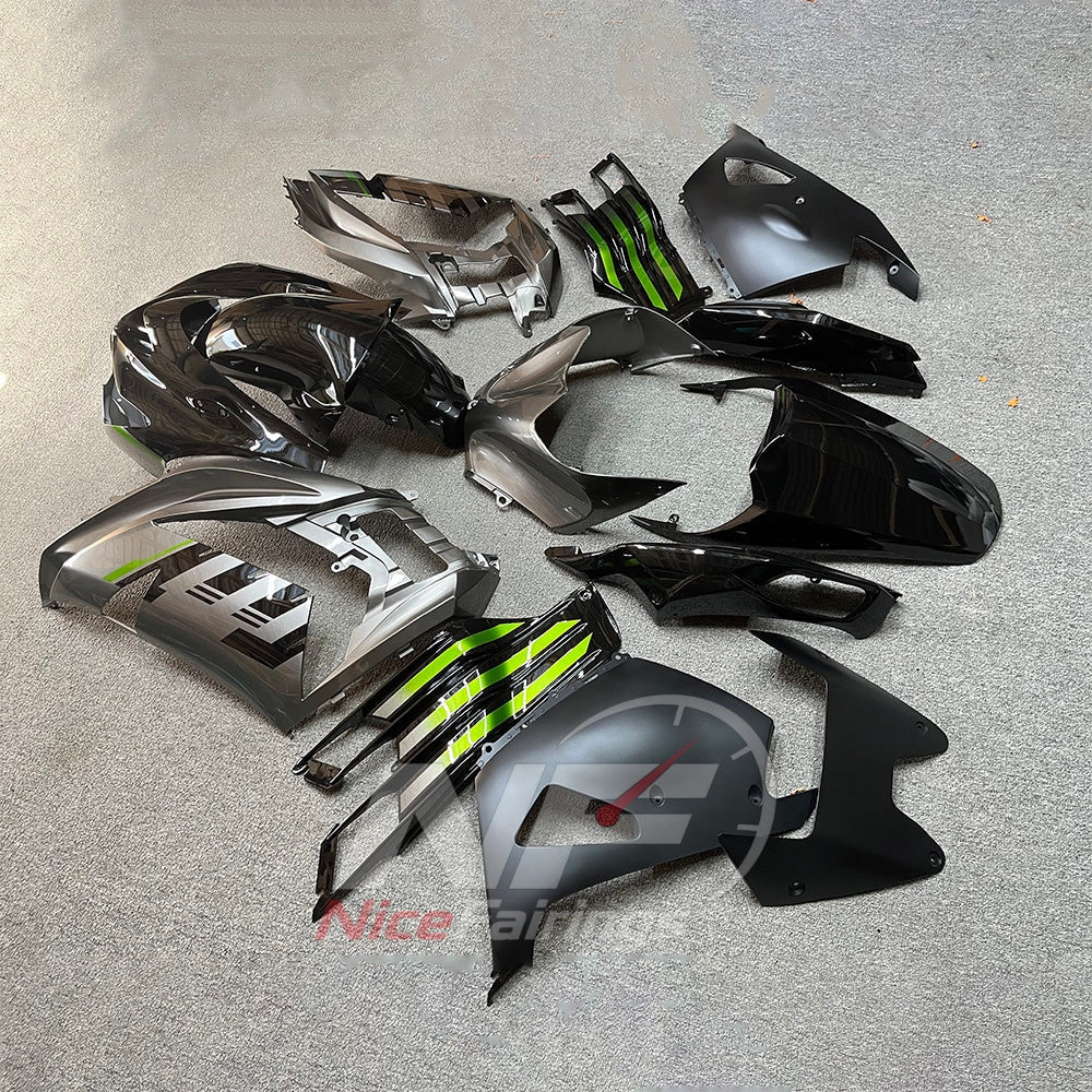 Fairing Kit Fits 2012-2025 KAWASAKI Ninja ZX-14R / ZZR1400 - ABS Plastic Bodywork - Silver Black Green | NiceFairings - side angle image