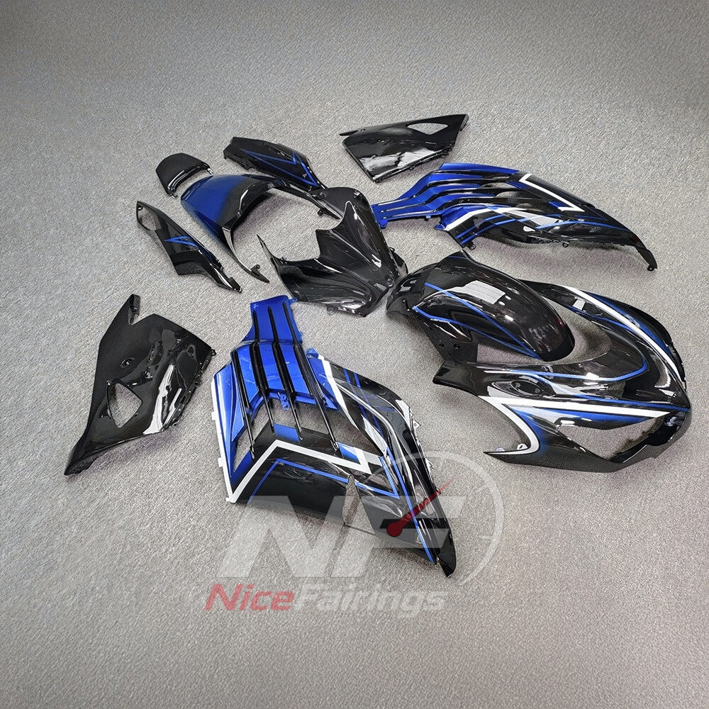 Aftermarket Fairing Kit Fits 2012-2025 KAWASAKI Ninja ZX-14R / ZZR1400 - ABS Plastic Bodywork - Blue Black White | NiceFairings - front angle image