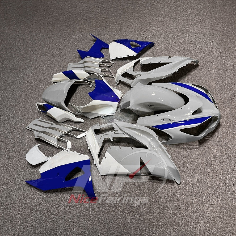 Custom Fairings Fit 2012-2025 KAWASAKI Ninja ZX-14R / ZZR1400 - ABS Plastic Bodywork - White Blue | NiceFairings - front angle image