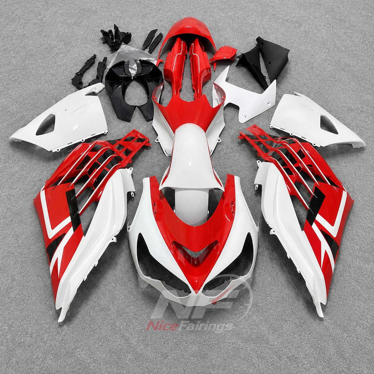 Custom Fairings Fit 2012-2025 KAWASAKI Ninja ZX-14R / ZZR1400 - ABS Plastic Bodywork - Red White Black | NiceFairings - front angle image