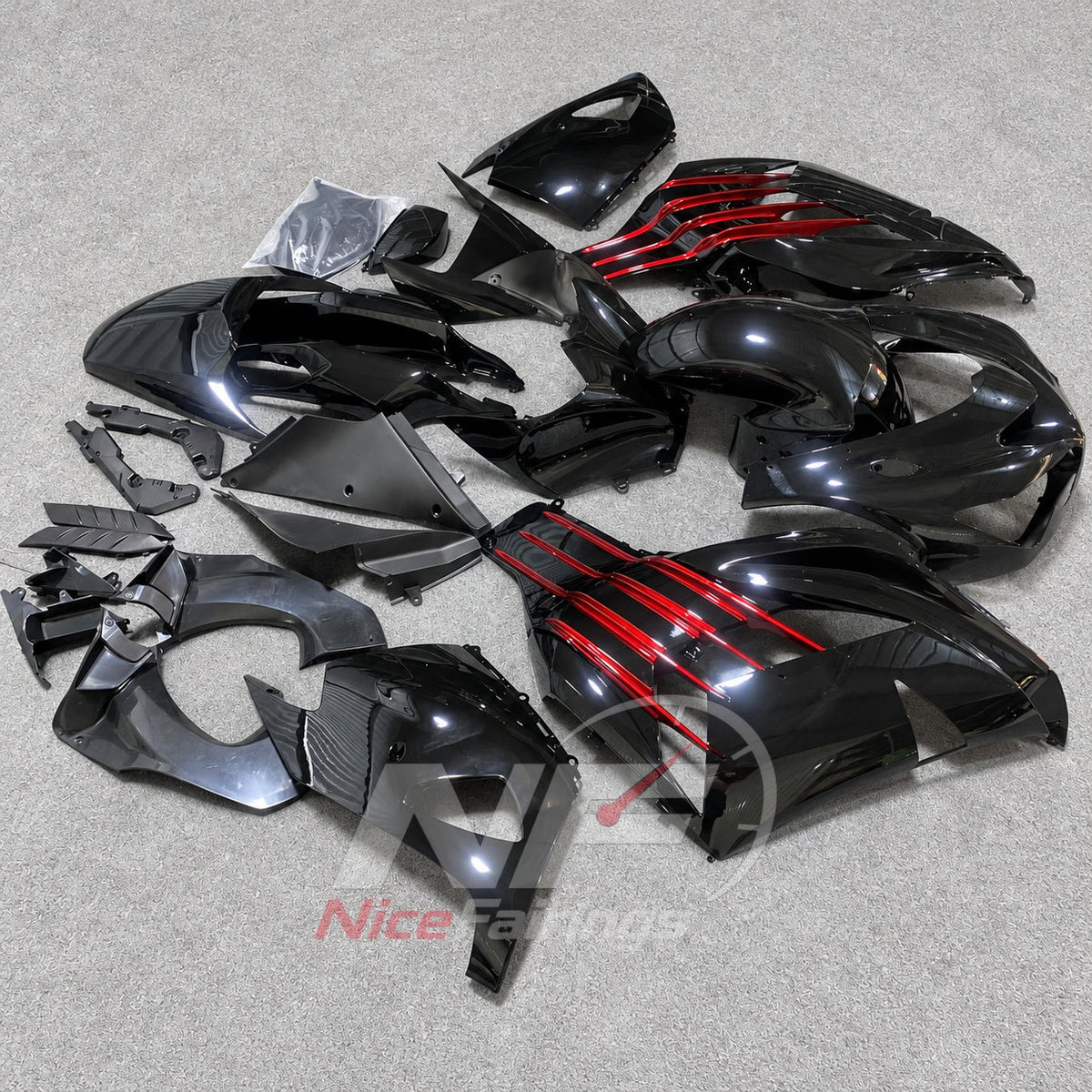 Custom Fairings Fit 2012-2025 KAWASAKI Ninja ZX-14R / ZZR1400 - ABS Plastic Bodywork - White Blue | NiceFairings - paint design NO.8 option image