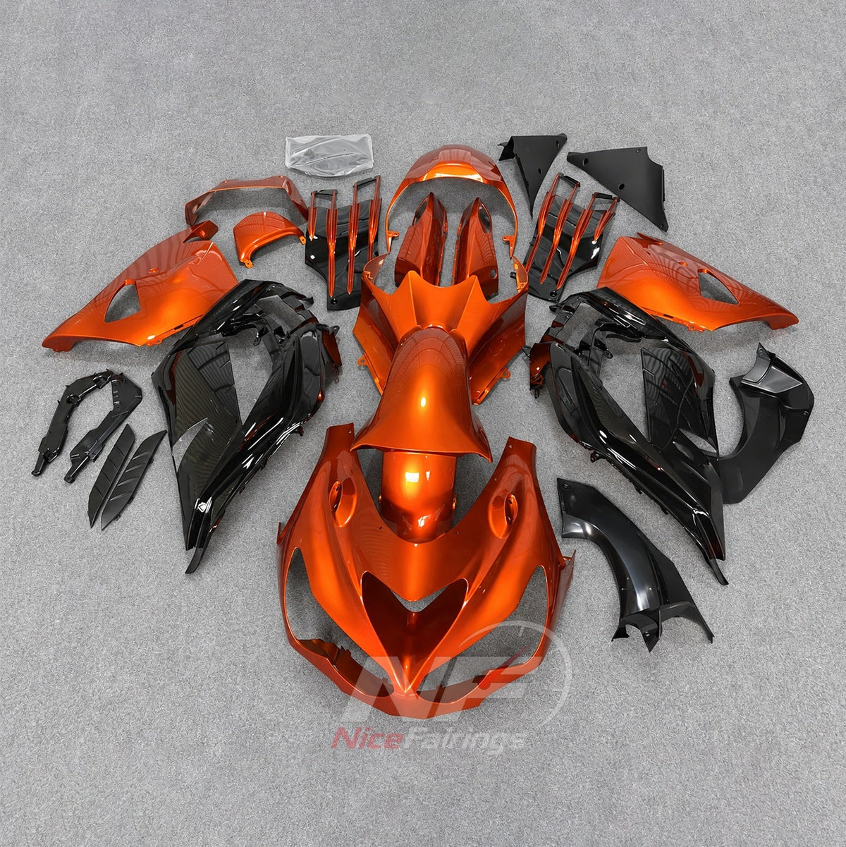Motorcycle Fairing Kit Fits 2012-2025 KAWASAKI Ninja ZX-14R / ZZR1400 - ABS Plastic Bodywork - Metallic Orange Black | NiceFairings - side angle image