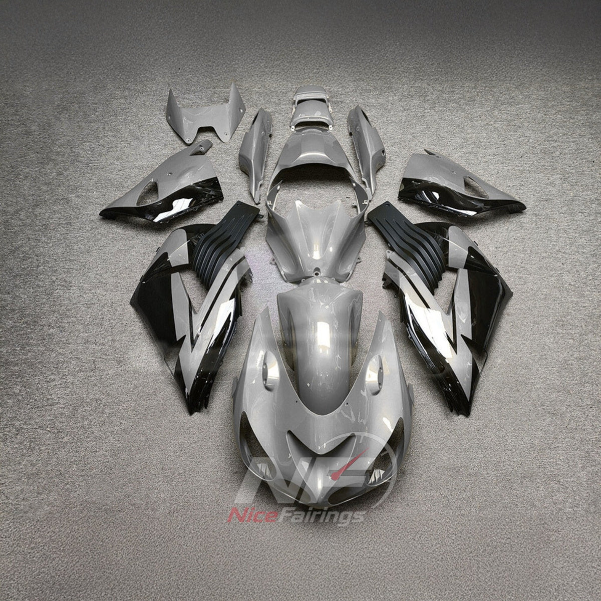 Aftermarket Fairing Kit Fits 2006-2011 KAWASAKI Ninja ZX-14 / ZZR1400 - ABS Plastic Bodywork - Green Black | NiceFairings - paint design NO.8 option image