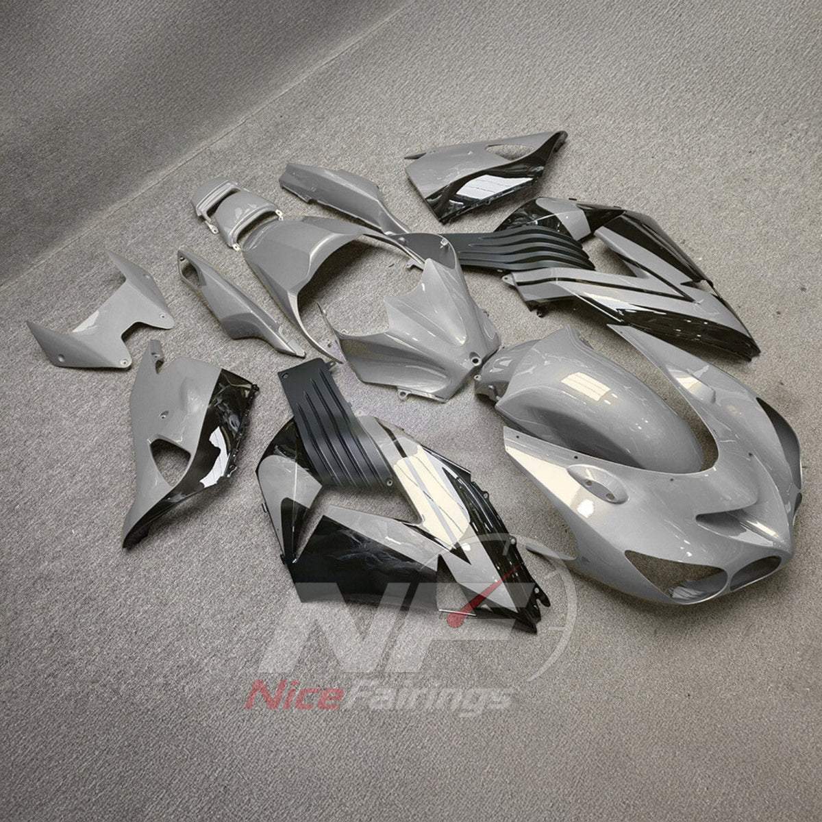 ABS Plastic Fairing Kit Fits 2006-2011 KAWASAKI Ninja ZX-14 / ZZR1400 - Turquoise Black Bodywork | NiceFairings - front angle image