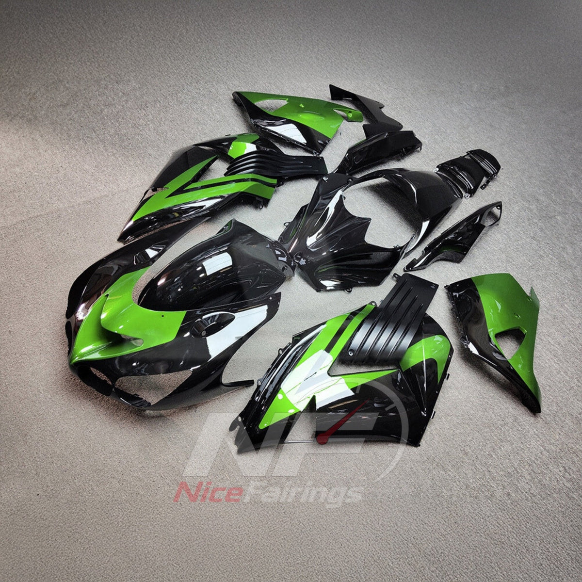 Motorcycle Fairing Kit Fits 2006-2011 KAWASAKI Ninja ZX-14 / ZZR1400 - ABS Plastic Bodywork - Blue Black | NiceFairings - side angle image