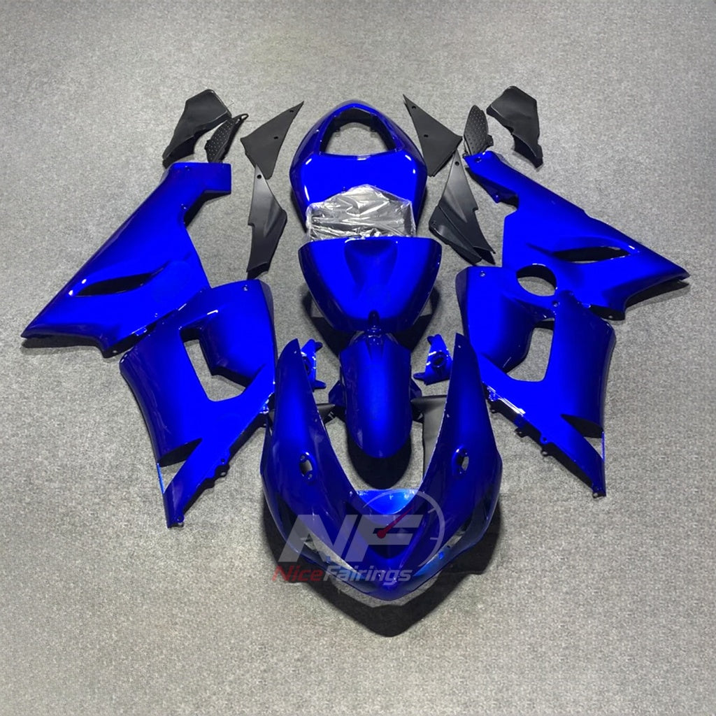 Kawasaki ZX6R 2005-2006 Plain blue bodywork - front view