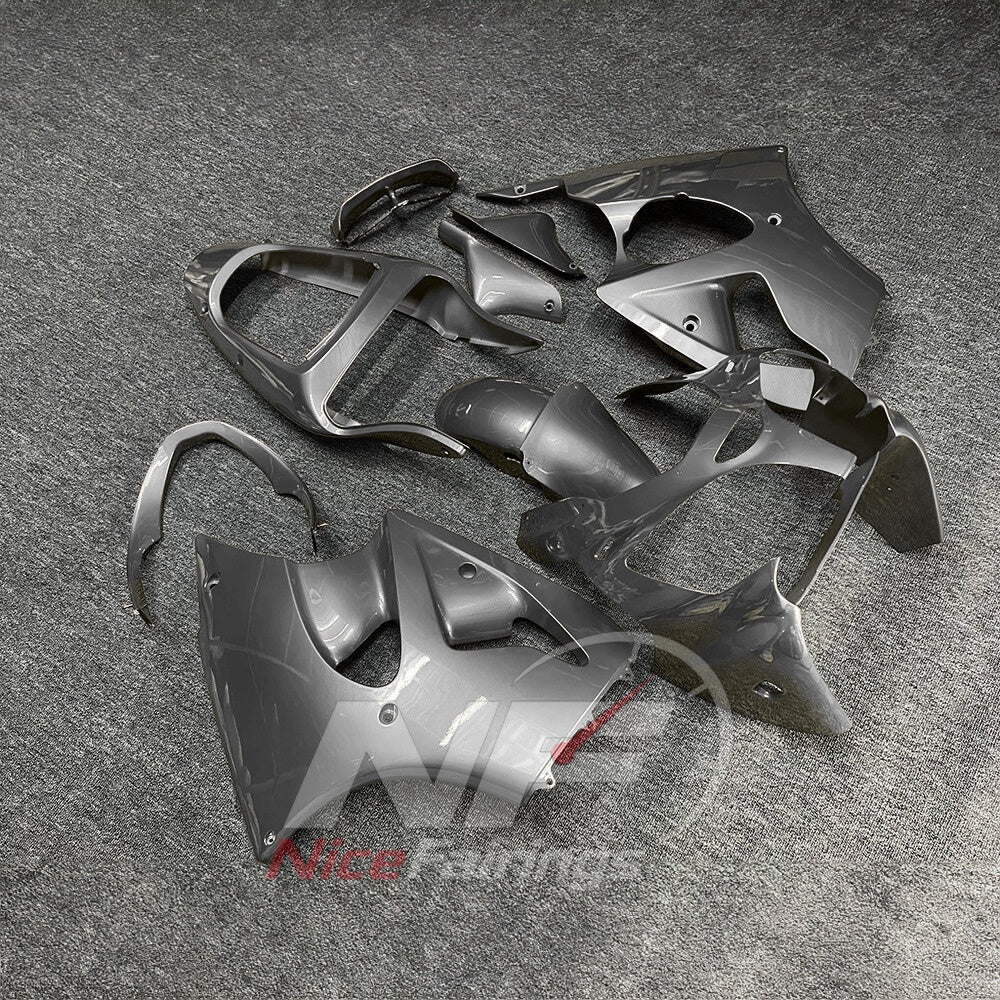 Kawasaki ZX6R 2000-2002 Silver gray plain bodywork - angled view