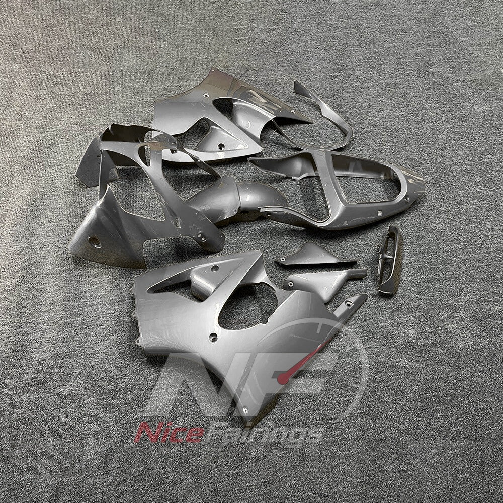Kawasaki ZX6R 2000-2002 Silver gray plain bodywork - angled view