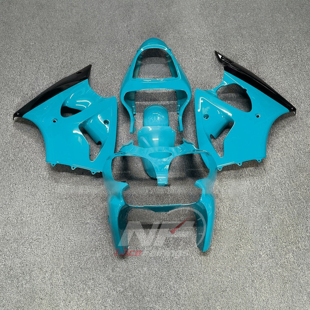 Kawasaki ZX6R 2000-2002 Turquoise blue plain bodywork - front view