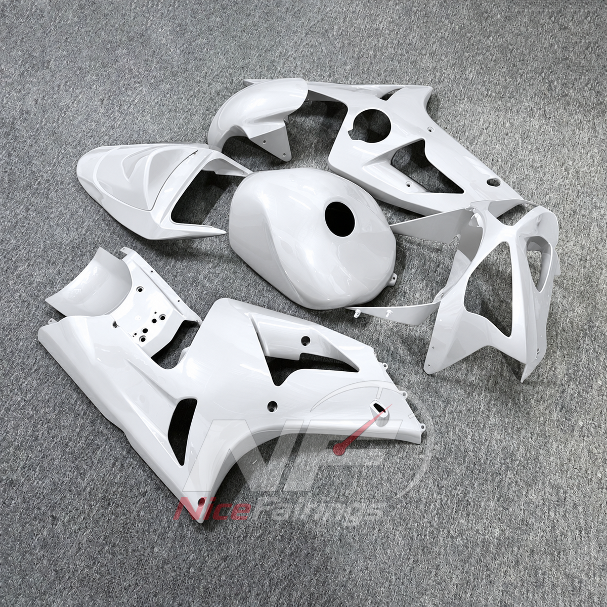Kawasaki ZX6R 2003-2004 Solid white bodywork - angled view