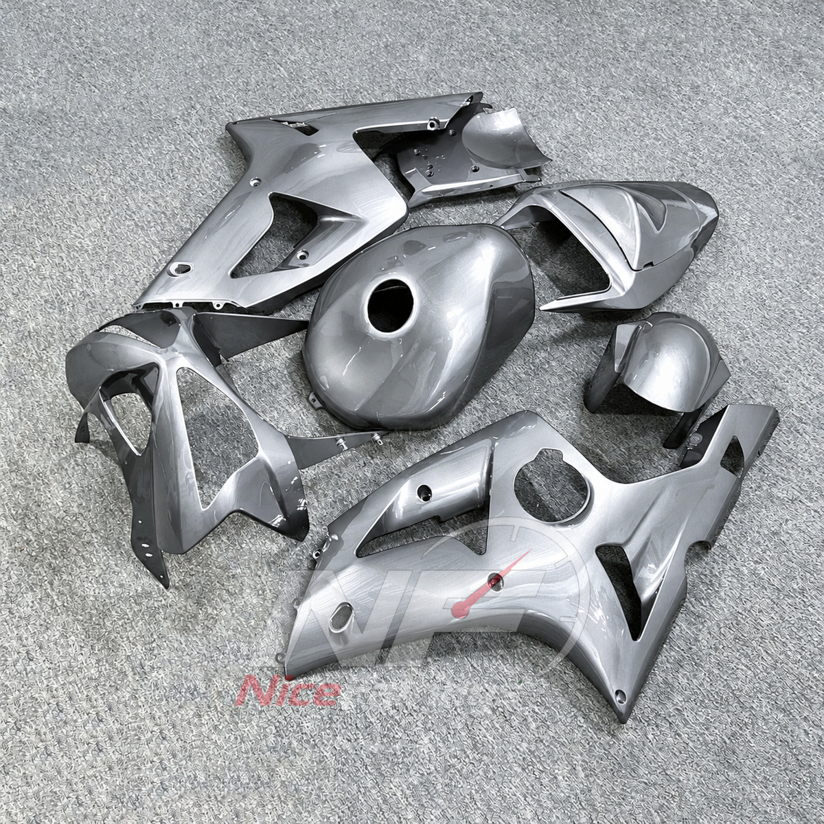 Kawasaki ZX6R 2003-2004 Silver-gray plain bodywork - angled view