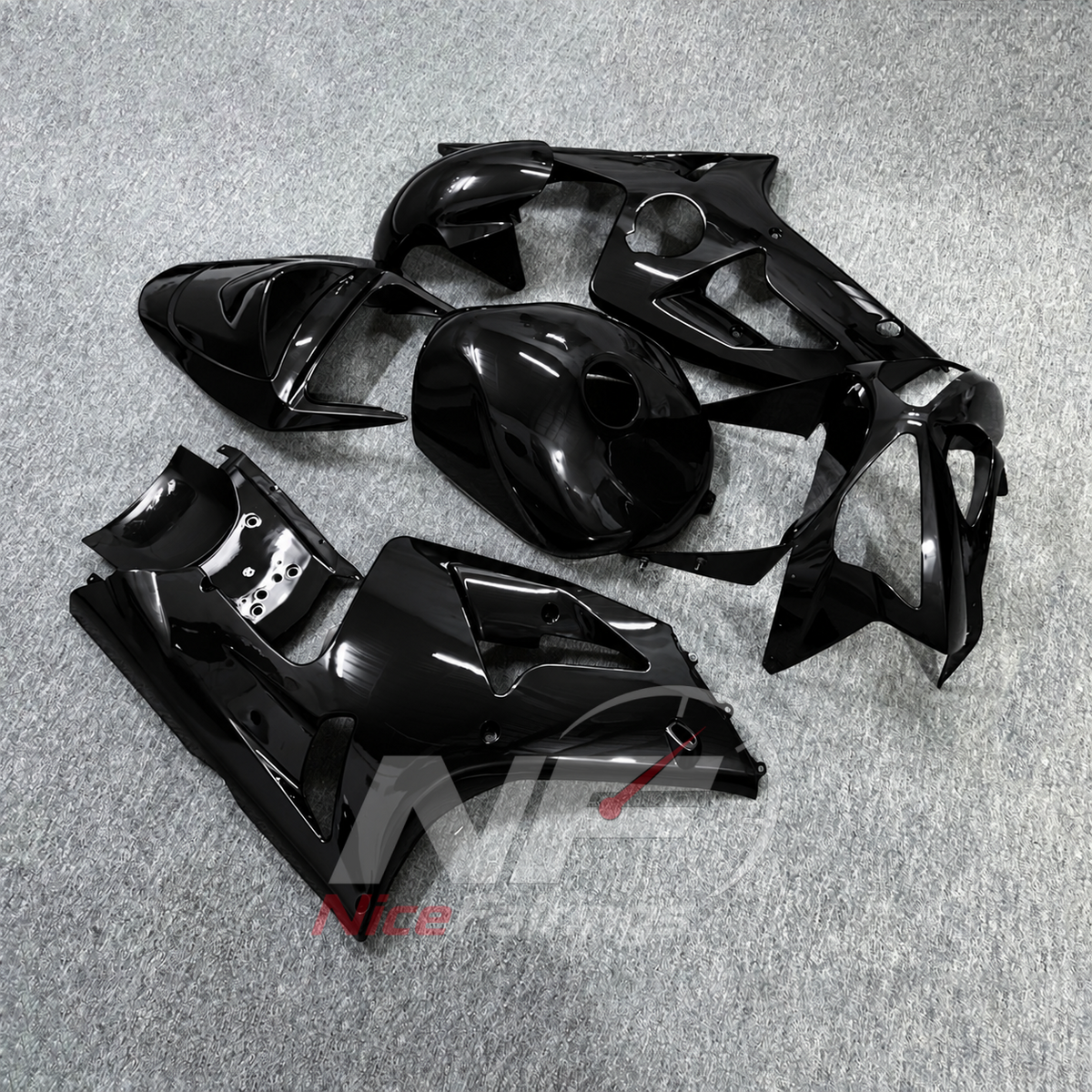 Kawasaki ZX6R 2003-2004 Gloss black bodywork - angled view