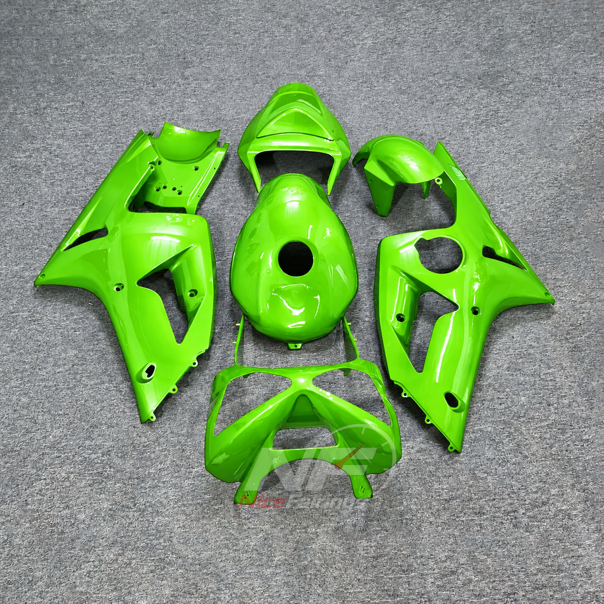 Kawasaki ZX6R 2003-2004 Bright green bodywork - front view