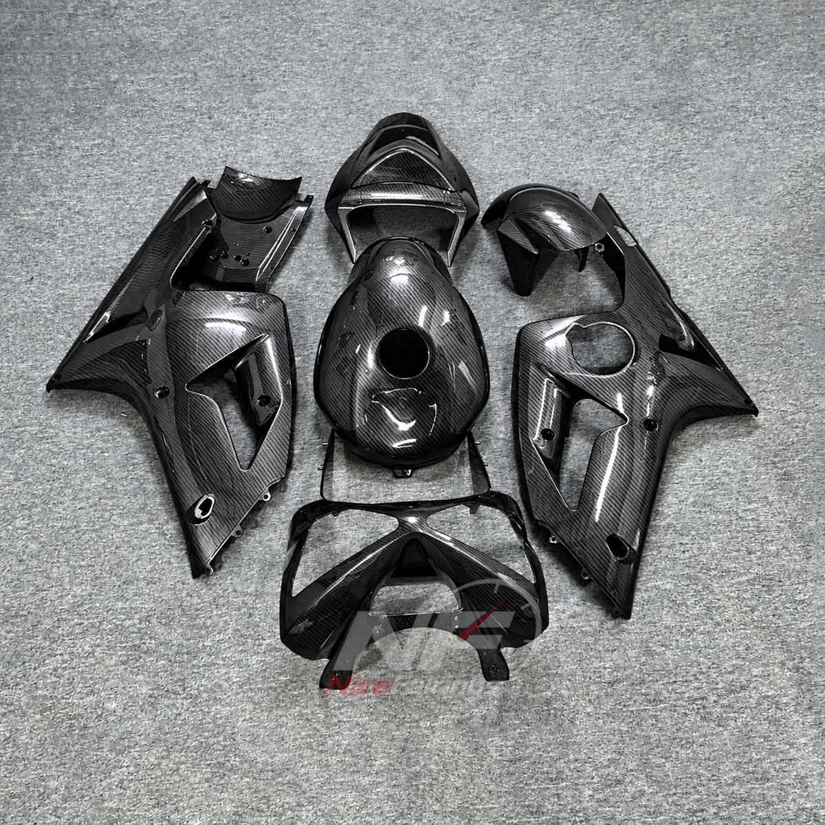 Kawasaki ZX6R 2003-2004 Full carbon-fiber-look pattern - front view