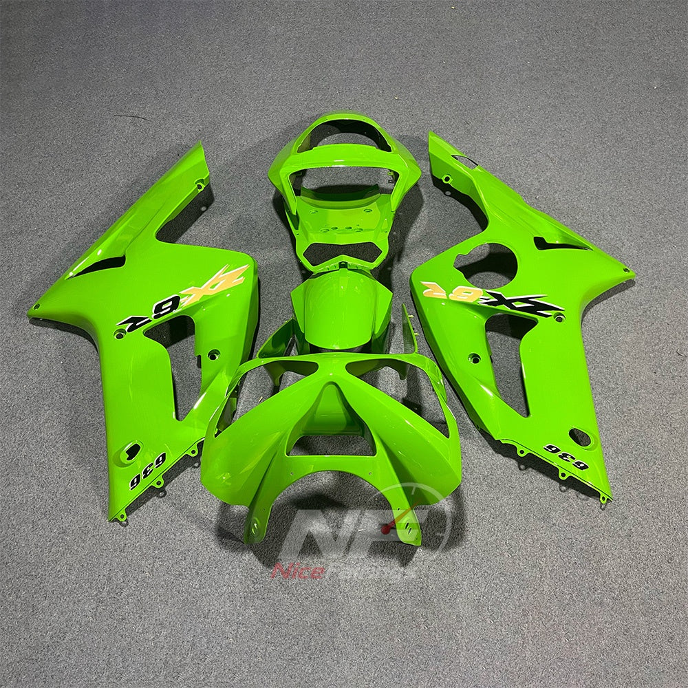 Kawasaki ZX6R 2003-2004 Bright lime green bodywork - front view