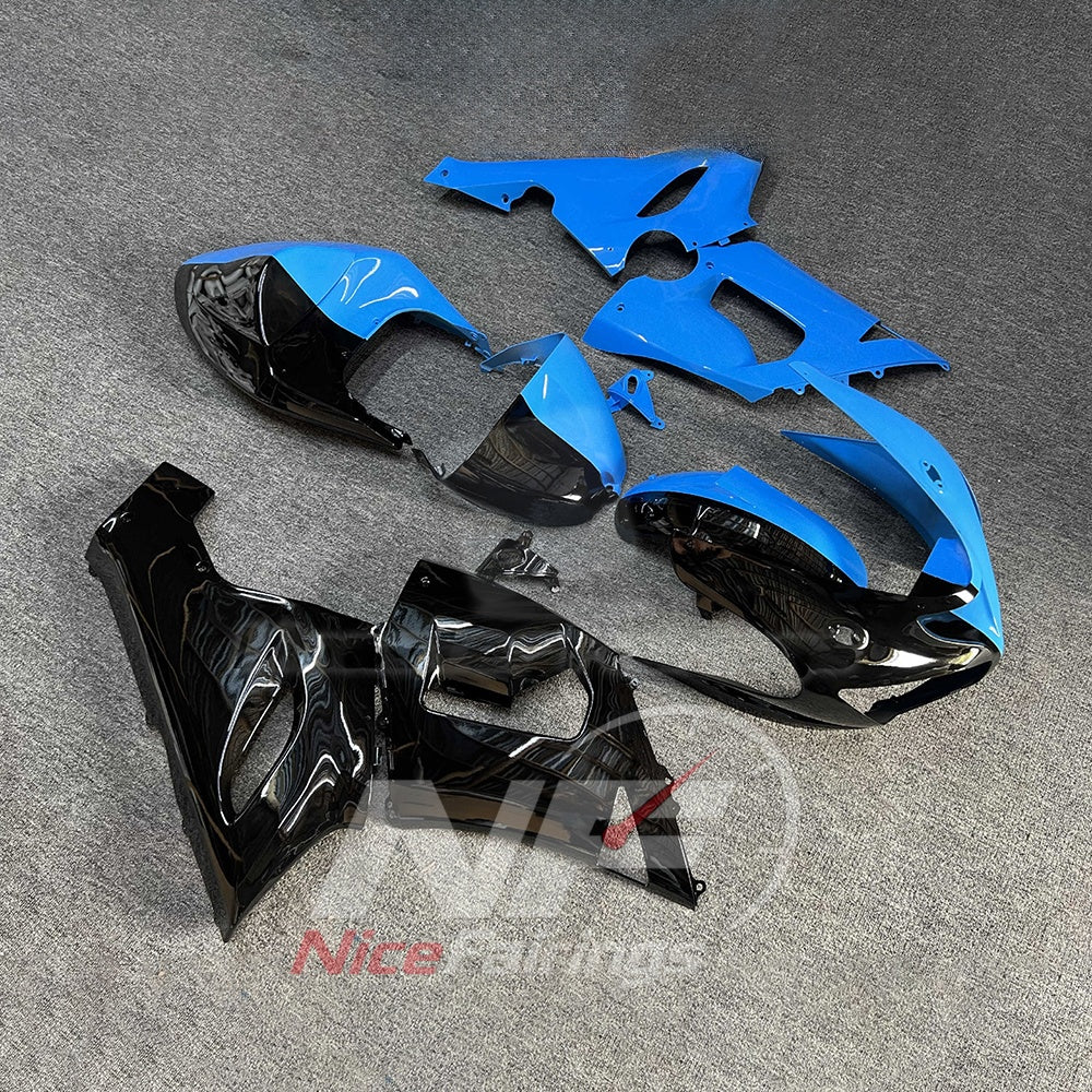 Kawasaki ZX6R 2005-2006 Half blue black panels - angled view