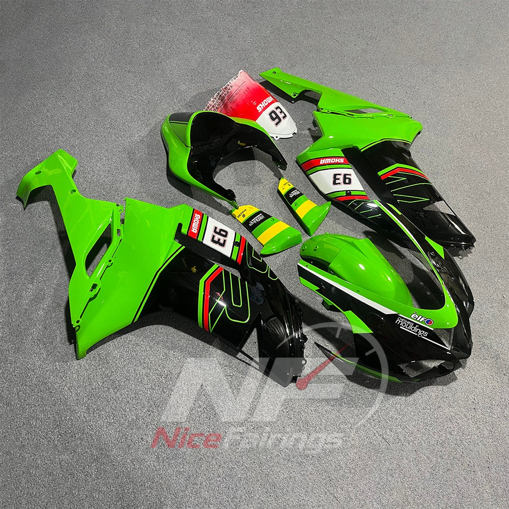 Kawasaki ZX6R 2007-2008 Green number-block layout - angled view