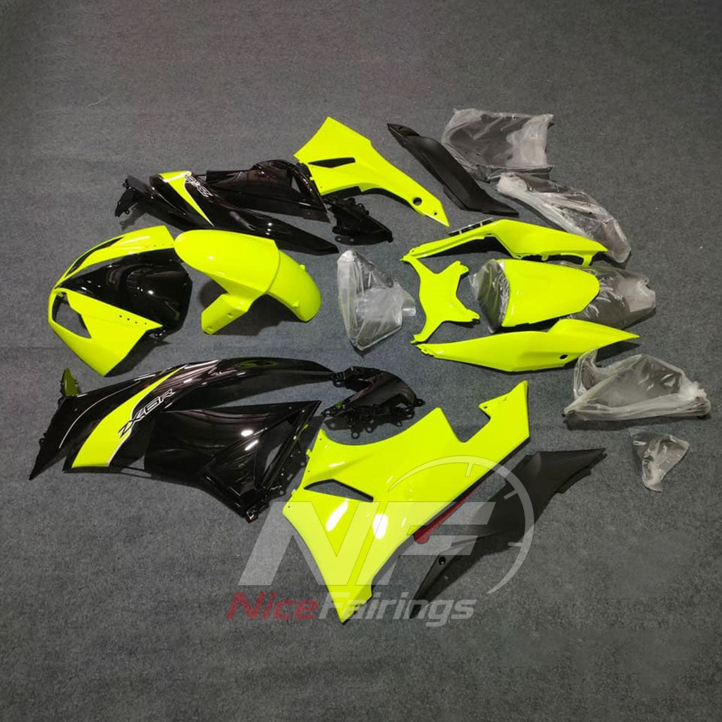 Custom Fairings Fit 2009-2012 KAWASAKI ZX6R - ABS Injection - Yellow | NiceFairings - front angle image