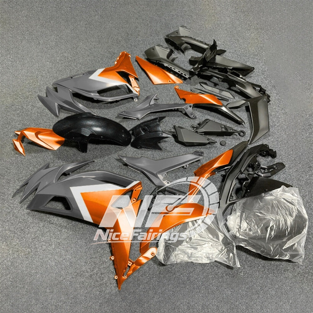 For KAWASAKI Ninja 650 ER-6F 2020-2026 Orange Black Injection Molded Fairing Kit Bodywork Set | NiceFairings - front angle image
