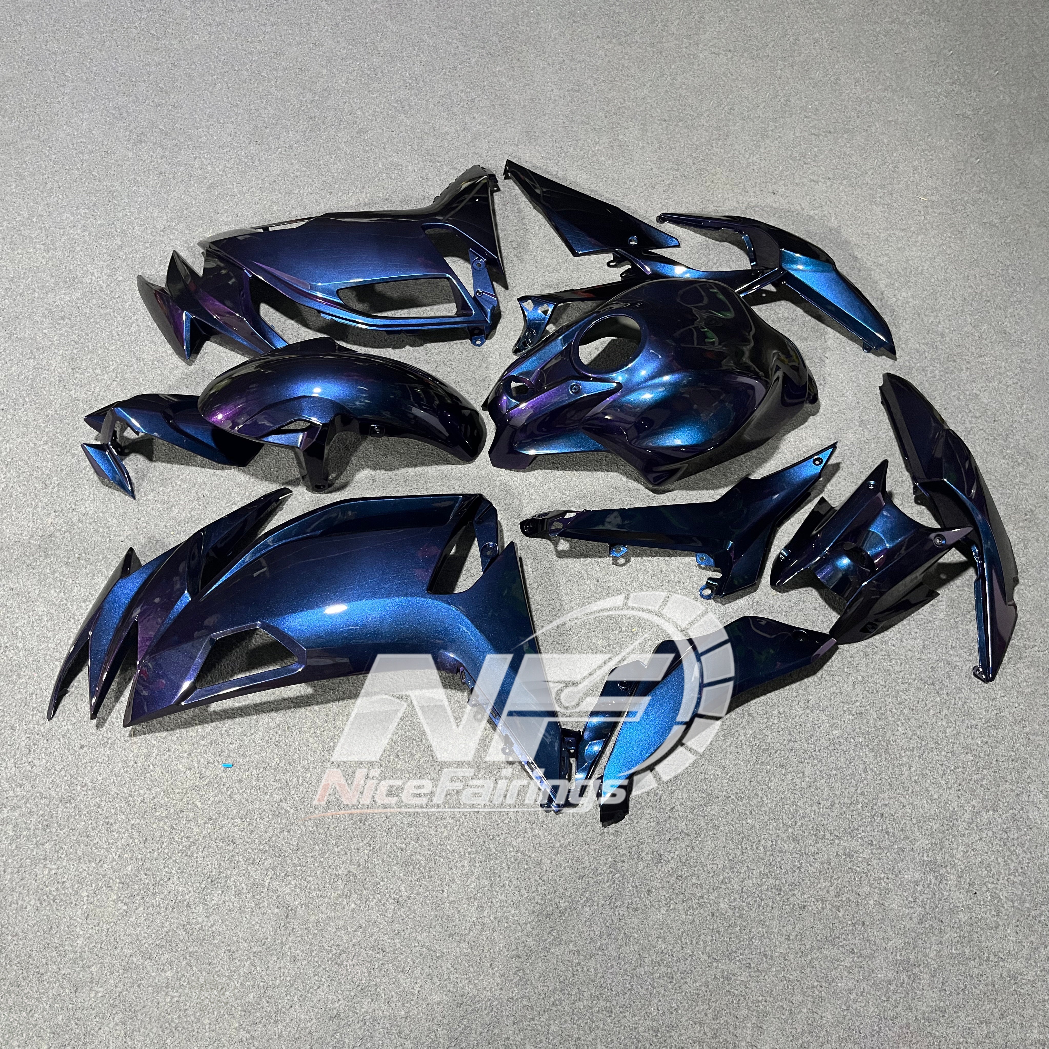 For KAWASAKI Ninja 650 ER-6F 2020-2026 Blue Black Sportbike Fairings Kit Replacement Cowling | NiceFairings - front angle image