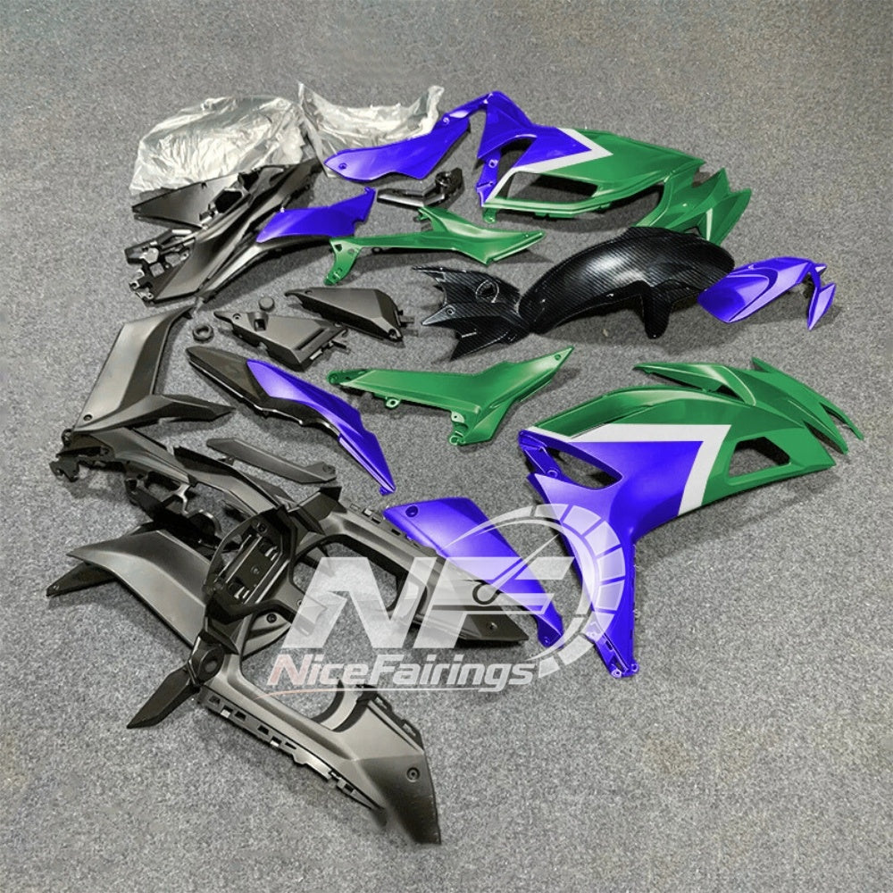 For KAWASAKI Ninja 650 ER-6F 2020-2026 Blue Black ABS Fairing Kit Complete Bodywork Panels | NiceFairings - side angle image