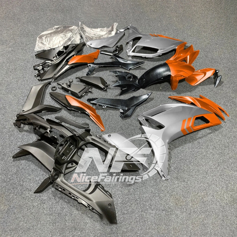 For KAWASAKI Ninja 650 ER-6F 2020-2026 Orange Black ABS Fairing Kit Complete Bodywork Panels | NiceFairings - side angle image